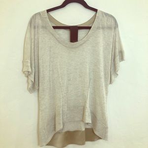 Heather silk lined cotton hi-lo T-shirt